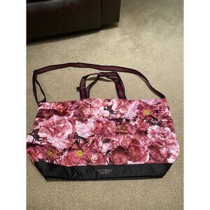 Victoria’s Secret Tote Bag Weekend Large Pink Quilted Rose Floral Shoulder Bag
